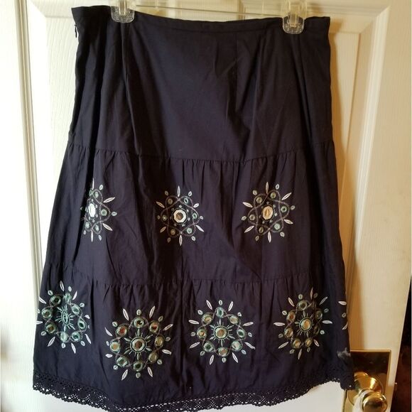MIRRORED NAVY EMBELLISHED SKIRT - Picture 1 of 6